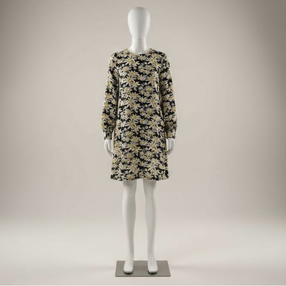 Smak Parlour Retro Floral Mod Gogo Long Sleeve Shift Dress M